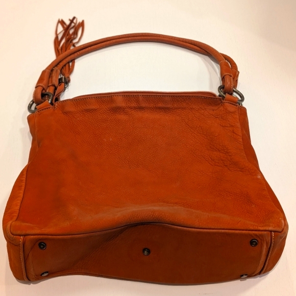 FERCHI Embossed Brown Leather Shoulder Bag - Picture 4 of 6